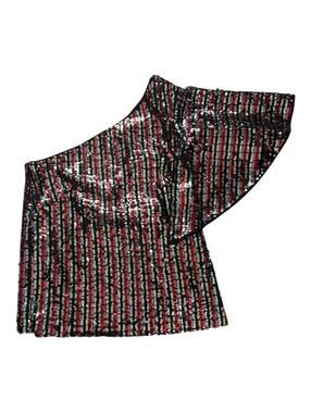 New Milly One Shoulder Butterfly Sleeve Striped Sequins Top